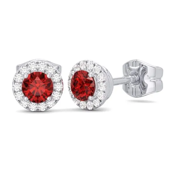 D. Geller Collection 10K Diamond and Ruby Halo Earrings D. Geller & Son Jewelers Atlanta, GA