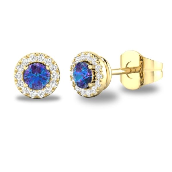 D. Geller Collection 10K Diamond and Alexandrite Halo Earrings D. Geller & Son Jewelers Atlanta, GA