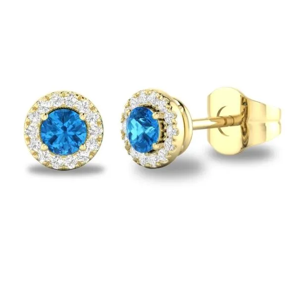 D. Geller Collection 10K Diamond and Blue Topaz Halo Earrings D. Geller & Son Jewelers Atlanta, GA