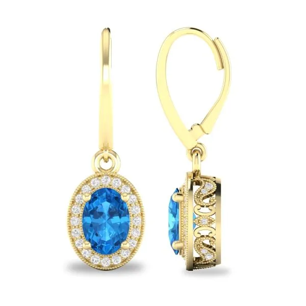 D. Geller Collection 14K Diamond and Blue Topaz Halo Earrings D. Geller & Son Jewelers Atlanta, GA