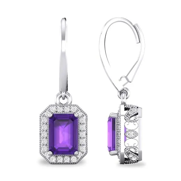 D. Geller Collection 14K Diamond and Amethyst Halo Earrings D. Geller & Son Jewelers Atlanta, GA