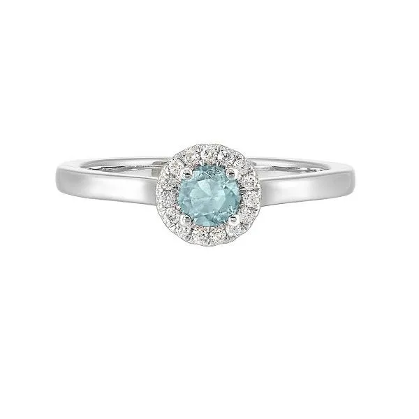 D. Geller Collection 10K Diamond and Aquamarine Halo Ring D. Geller & Son Jewelers Kennesaw, GA