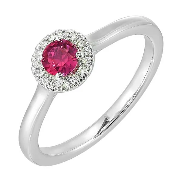 D. Geller Collection 10K Diamond and Pink Sapphire Halo Ring D. Geller & Son Jewelers Kennesaw, GA