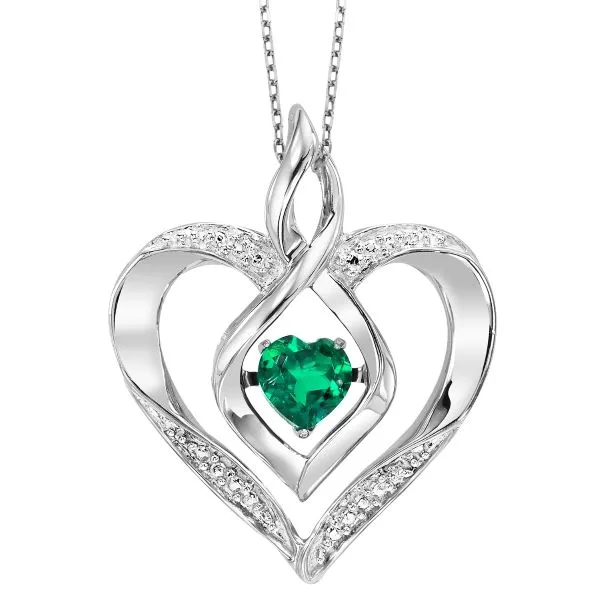 D. Geller Collection Sterling Silver Diamond and Emerald Heart Necklace D. Geller & Son Jewelers Kennesaw, GA