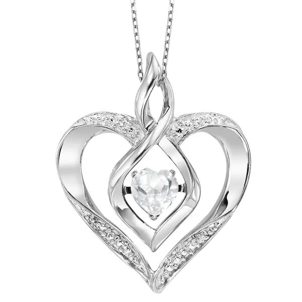 D. Geller Collection Sterling Silver Diamond and White Topaz Heart Necklace D. Geller & Son Jewelers Kennesaw, GA
