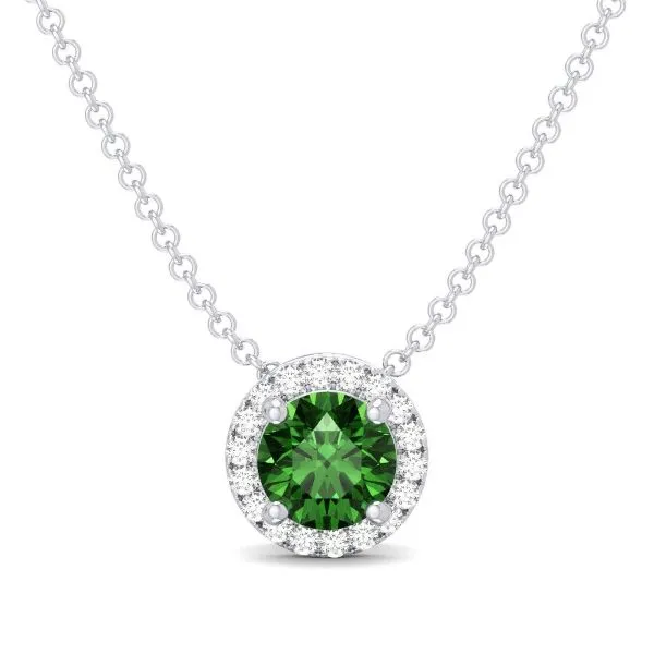 D. Geller Collection 10K Diamond and Emerald Halo Necklace D. Geller & Son Jewelers Atlanta, GA