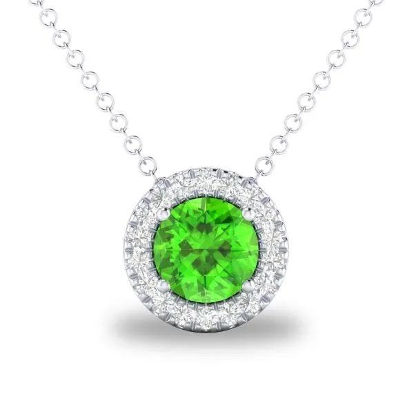 D. Geller Collection 10K Diamond and Peridot Halo Necklace D. Geller & Son Jewelers Kennesaw, GA