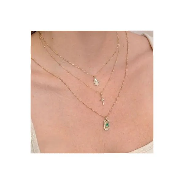 Shy Creation 14K Diamond and Emerald Dog Tag Necklace Image 2 D. Geller & Son Jewelers Kennesaw, GA