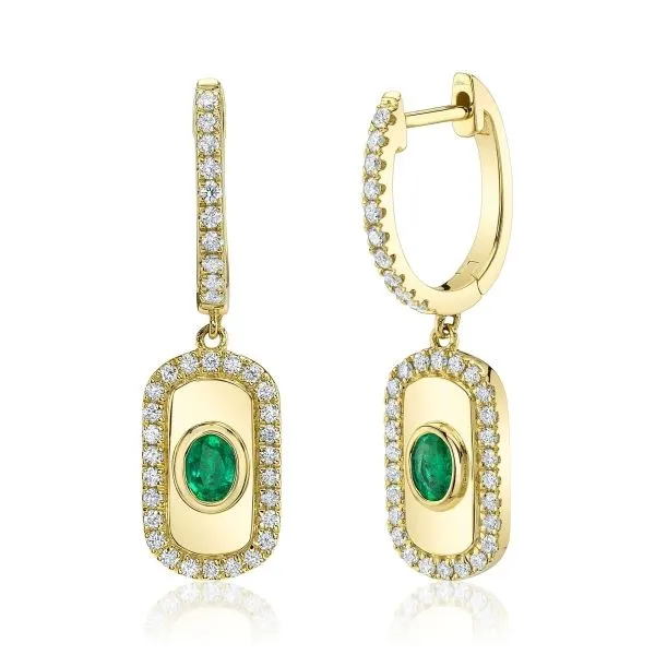 Shy Creation 14K Diamond and Emerald Fashion Earrings D. Geller & Son Jewelers Kennesaw, GA