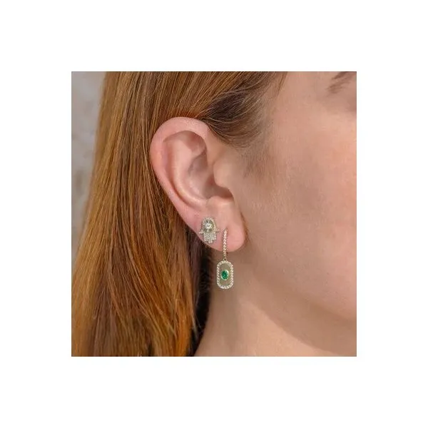 Shy Creation 14K Diamond and Emerald Fashion Earrings Image 2 D. Geller & Son Jewelers Kennesaw, GA