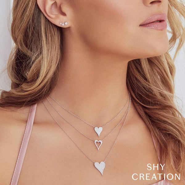 Shy Creation 14K Diamond Heart Necklace Image 2 D. Geller & Son Jewelers Atlanta, GA