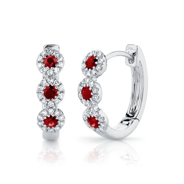 Shy Creation 14K Diamond and Ruby Huggie Earrings D. Geller & Son Jewelers Atlanta, GA