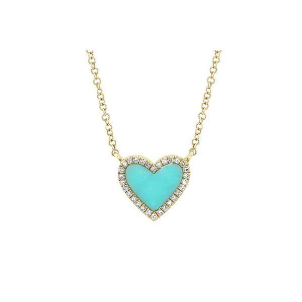 Shy Creation 14K Diamond and Turquoise Heart Necklace D. Geller & Son Jewelers Kennesaw, GA