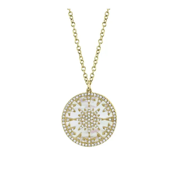 Shy Creation 14K Diamond and Pearl Disc Necklace D. Geller & Son Jewelers Kennesaw, GA