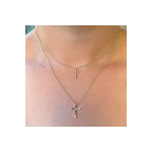 Shy Creation 14K Diamond Cross Necklace Image 2 D. Geller & Son Jewelers Kennesaw, GA