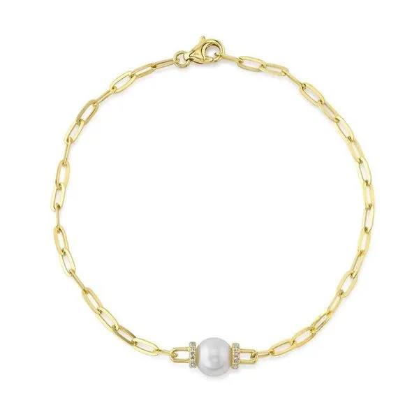 Shy Creation 14K Diamond and Pearl Paperclip Bracelet D. Geller & Son Jewelers Atlanta, GA