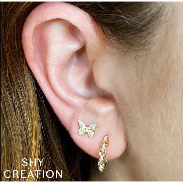 Shy Creation 14K Diamond Butterfly Earrings Image 2 D. Geller & Son Jewelers Atlanta, GA