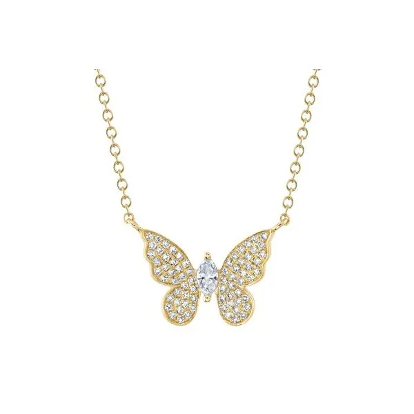 Shy Creation 14K Diamond Butterfly Necklace D. Geller & Son Jewelers Kennesaw, GA