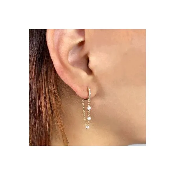 Shy Creation 14K Diamond and Pearl Fashion Earrings Image 2 D. Geller & Son Jewelers Kennesaw, GA