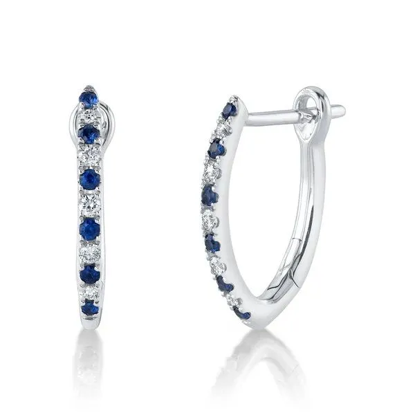 Shy Creation 14K Diamond and Sapphire Hoops D. Geller & Son Jewelers Kennesaw, GA