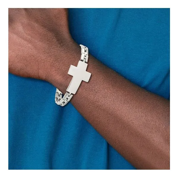 D. Geller Collection Stainless Steel Cross Bracelet Image 2 D. Geller & Son Jewelers Kennesaw, GA