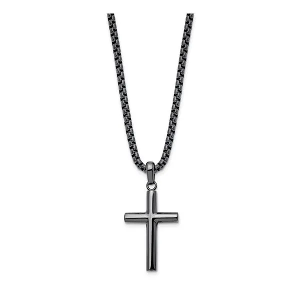D. Geller Collection Stainless Steel Gun Metal Cross Necklace Image 2 D. Geller & Son Jewelers Kennesaw, GA