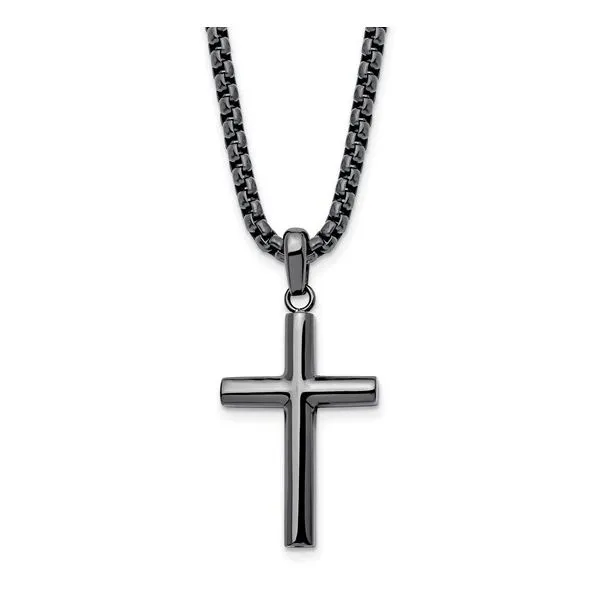D. Geller Collection Stainless Steel Gun Metal Cross Necklace D. Geller & Son Jewelers Kennesaw, GA