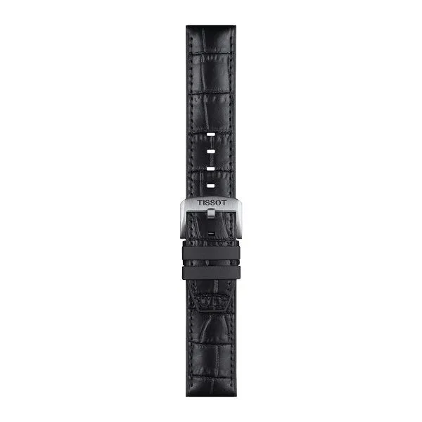 Tissot Official Black Leather and Rubber Parts Strap Lugs 22mm Image 2 D. Geller & Son Jewelers Atlanta, GA