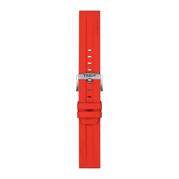 Tissot Official Red Silicone Strap Lugs 22mm Image 2 D. Geller & Son Jewelers Atlanta, GA