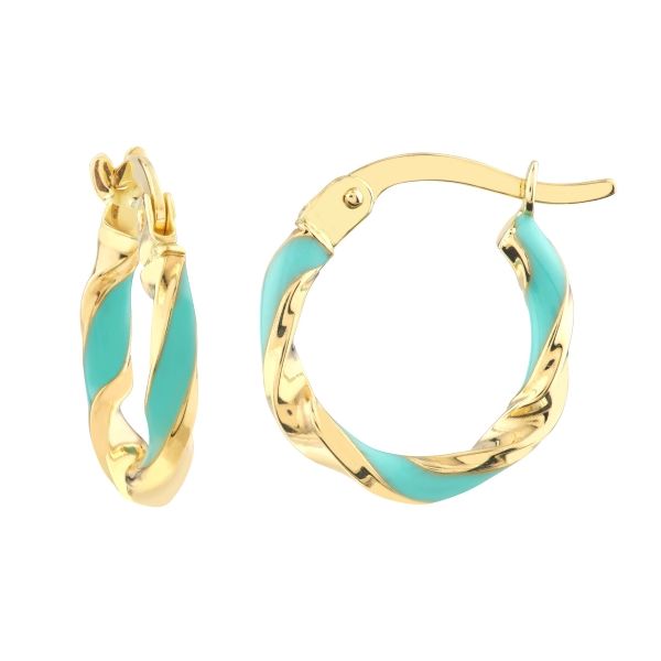 Midas 14K Turquoise Enamel Huggie Earrings D. Geller & Son Jewelers Atlanta, GA