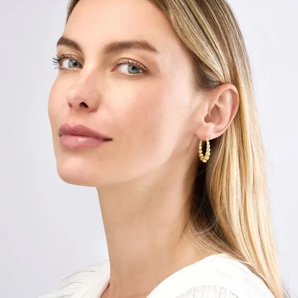 Midas 14K Bead Hoop Earrings Image 2 D. Geller & Son Jewelers Kennesaw, GA