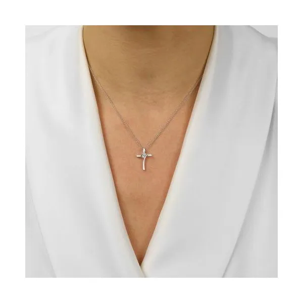 D. Geller Collection Sterling Silver Diamond Cross Necklace Image 2 D. Geller & Son Jewelers Atlanta, GA