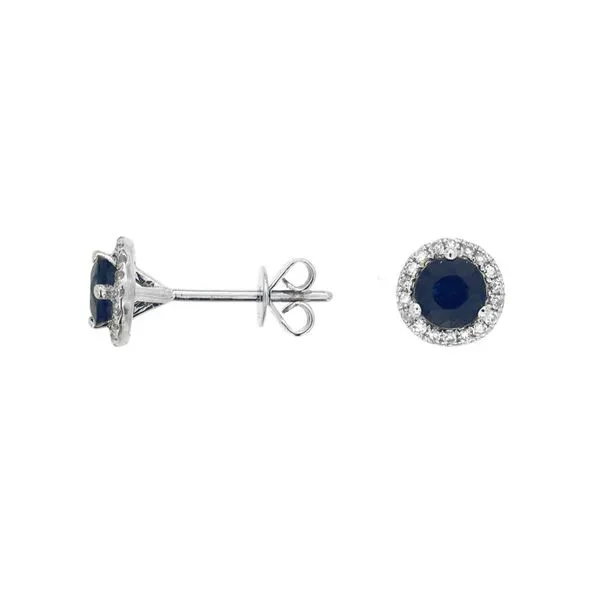 D. Geller Collection 14K Diamond and Sapphire Halo Studs D. Geller & Son Jewelers Kennesaw, GA