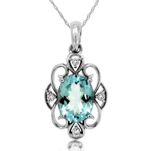 D. Geller Collection 14K Diamond and Aquamarine Necklace D. Geller & Son Jewelers Kennesaw, GA