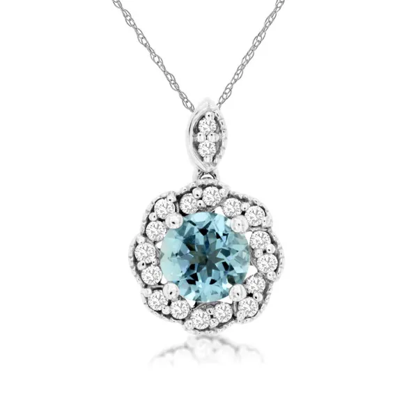 D. Geller Collection 14K Diamond and Aquamarine Necklace D. Geller & Son Jewelers Kennesaw, GA