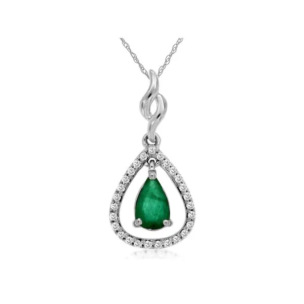 D. Geller Collection 14K Diamond and Emerald Halo Necklace D. Geller & Son Jewelers Kennesaw, GA