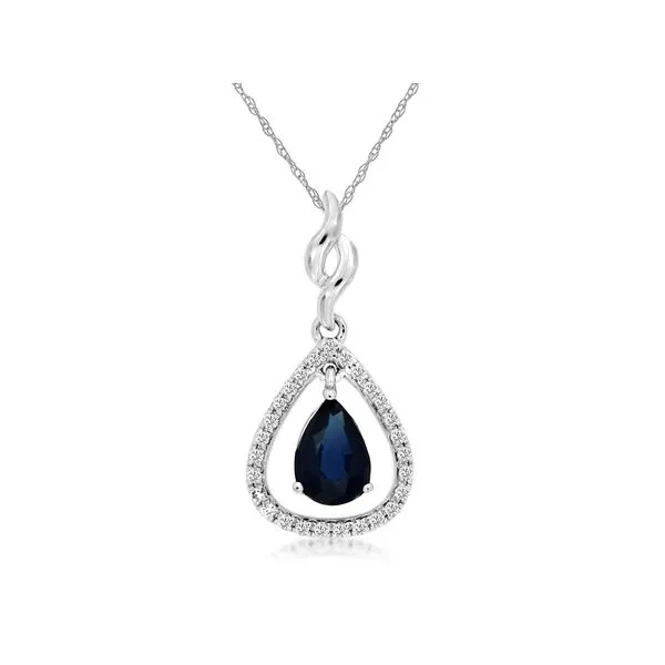 D. Geller Collection 14K Diamond and Sapphire Halo Necklce D. Geller & Son Jewelers Kennesaw, GA