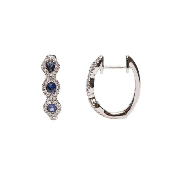 D. Geller Collection 14K Diamond and Sapphire Huggie Earrings D. Geller & Son Jewelers Kennesaw, GA