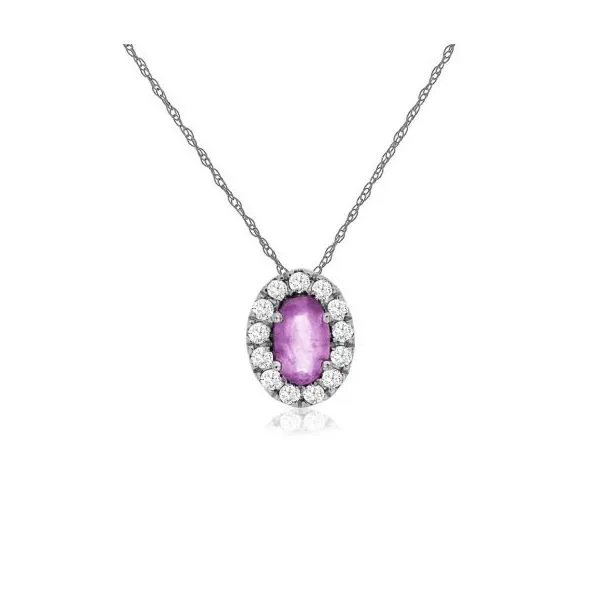 D. Geller Collection 14K Diamond and Pink Sapphire Halo Necklace D. Geller & Son Jewelers Kennesaw, GA