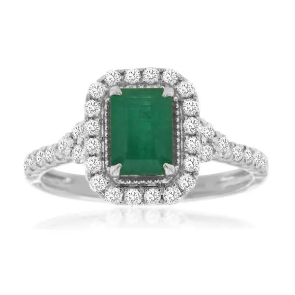 D. Geller Collection 14K Diamond and Emerald Halo Ring D. Geller & Son Jewelers Kennesaw, GA