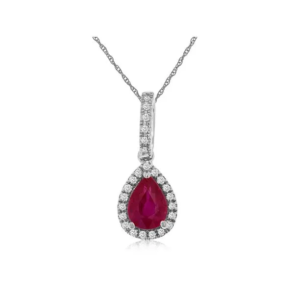 D. Geller Collection 14K Diamond and Ruby Halo Necklace D. Geller & Son Jewelers Kennesaw, GA