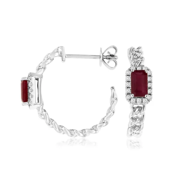 D. Geller Collection 14K Diamond and Sapphire Hoop Earrings D. Geller & Son Jewelers Kennesaw, GA