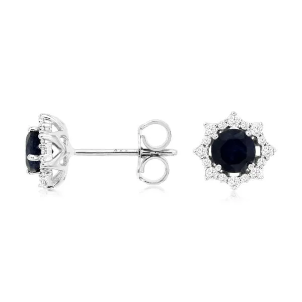 D. Geller Collection 14K Diamond and Sapphire Halo Studs D. Geller & Son Jewelers Kennesaw, GA