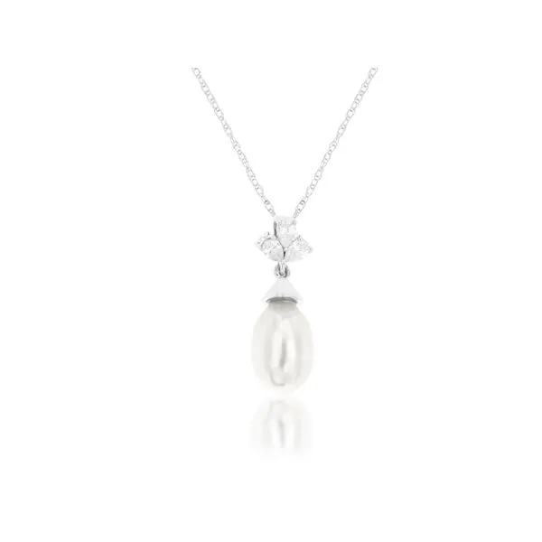 D. Geller Collection 14K Diamond and Pearl Dangle Necklace D. Geller & Son Jewelers Kennesaw, GA