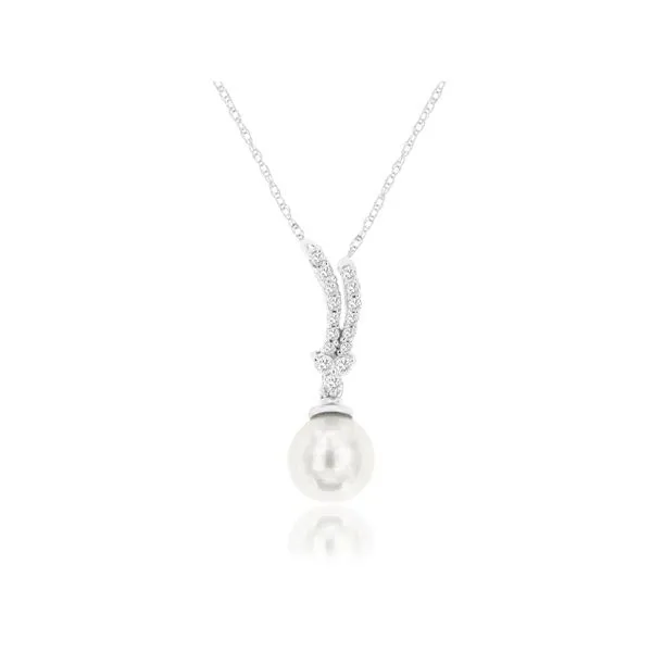 D. Geller Collection 14K Diamond and Pearl Drop Necklace D. Geller & Son Jewelers Kennesaw, GA