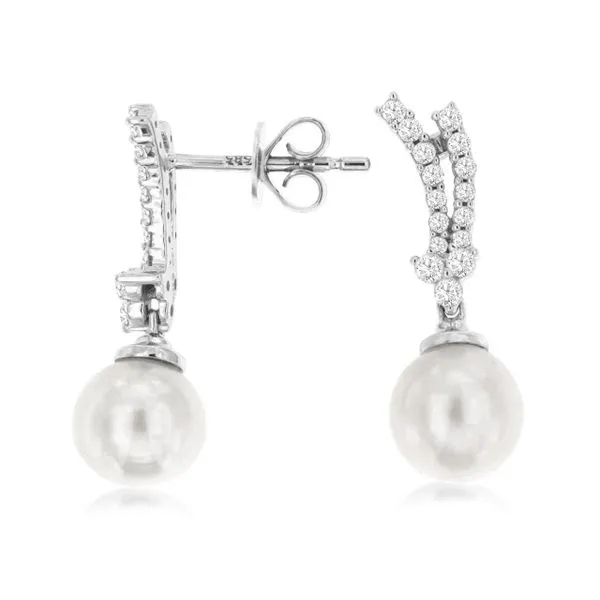 D. Geller Collection 14K Diamond and Pearl Dangle Earrings D. Geller & Son Jewelers Kennesaw, GA
