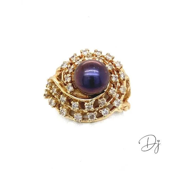 Estate Pearl and Diamond Ring Image 2 Diamond Jewelers Gulf Shores, AL