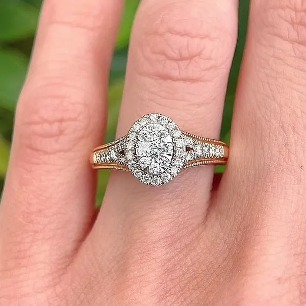 Sunbright 10K Rose Gold 0.50ctw Oval Cluster Diamond Engagement Ring Image 2 Diamonds Direct St. Petersburg, FL