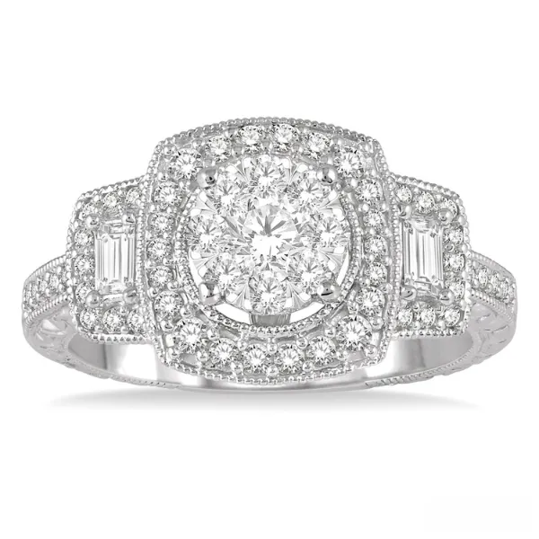 Sunbright 14K White Gold 0.65ctw Cluster Diamond Halo Engagement Ring St.  Petersburg Florida