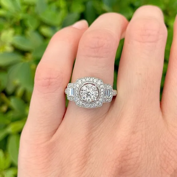 Sunbright 14K White Gold 0.75ctw Three Stone Cluster Diamond Engagement Ring St. Petersburg Florida
